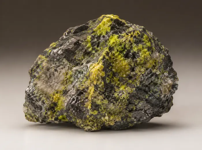 Uranium mineral specimen representing Gonedelease exploration targets